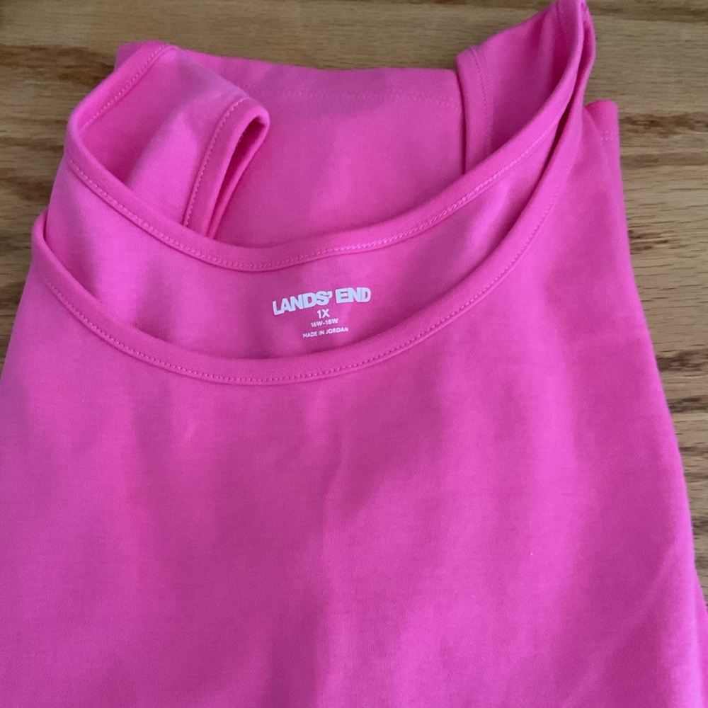 Lands' End Pink Top 1X Vibrant Pink